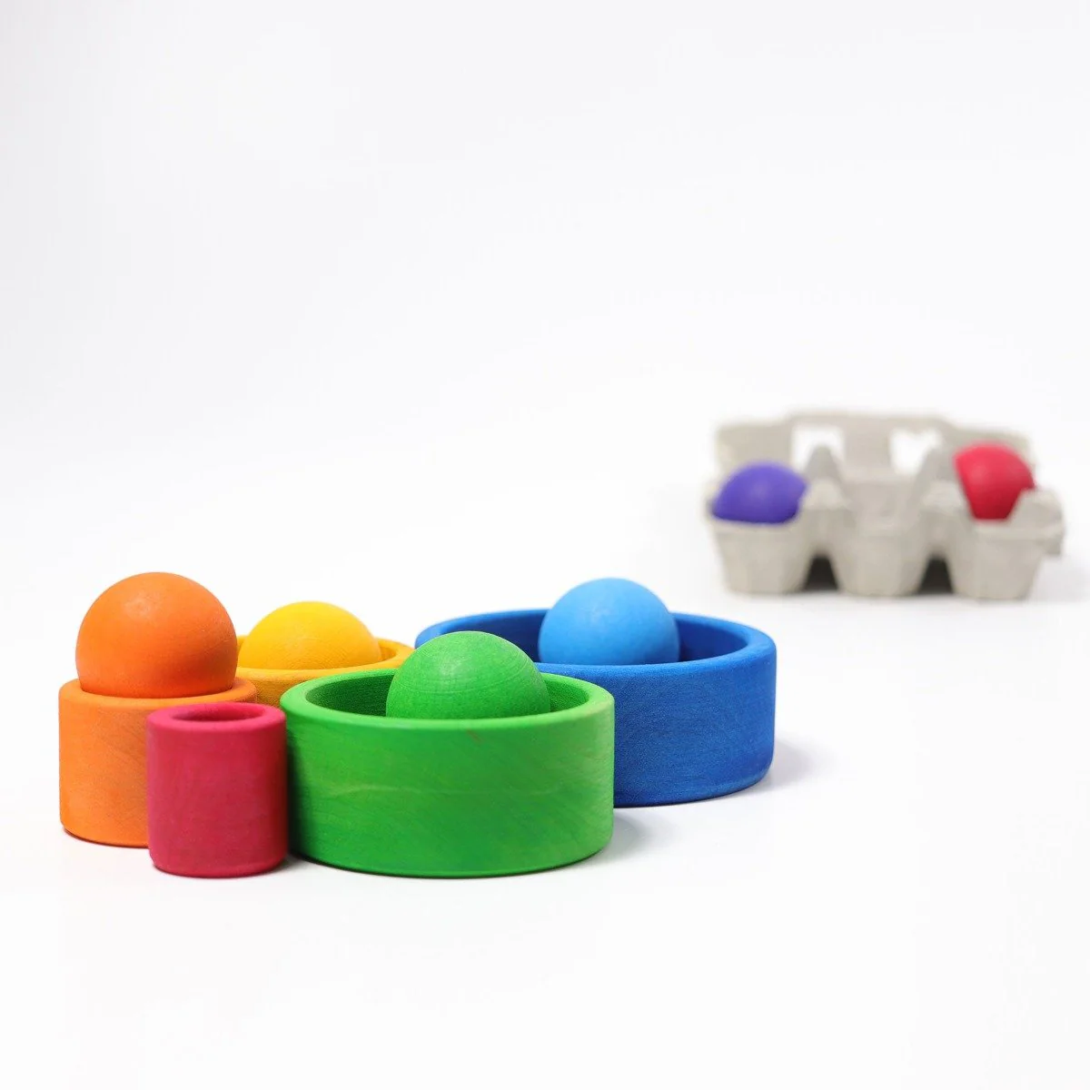 Grimm's Stacking Bowls - Rainbow Outside Blue - Image 3