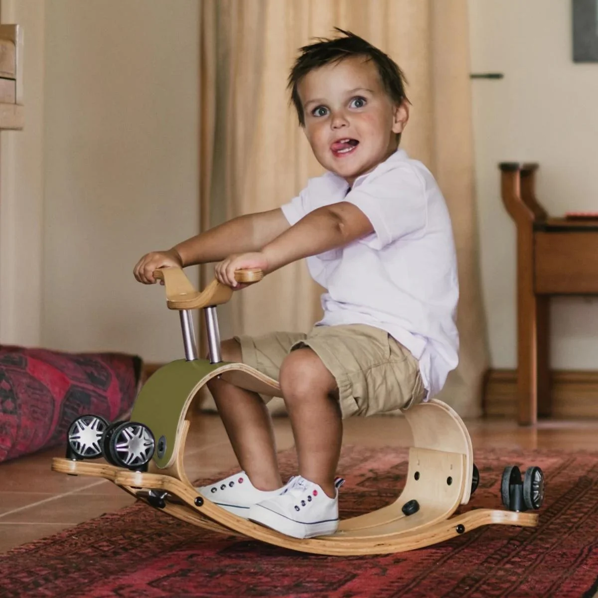 Wishbone Flip Wooden Ride On Toy & Rocker - 2 in 1 - Image 6